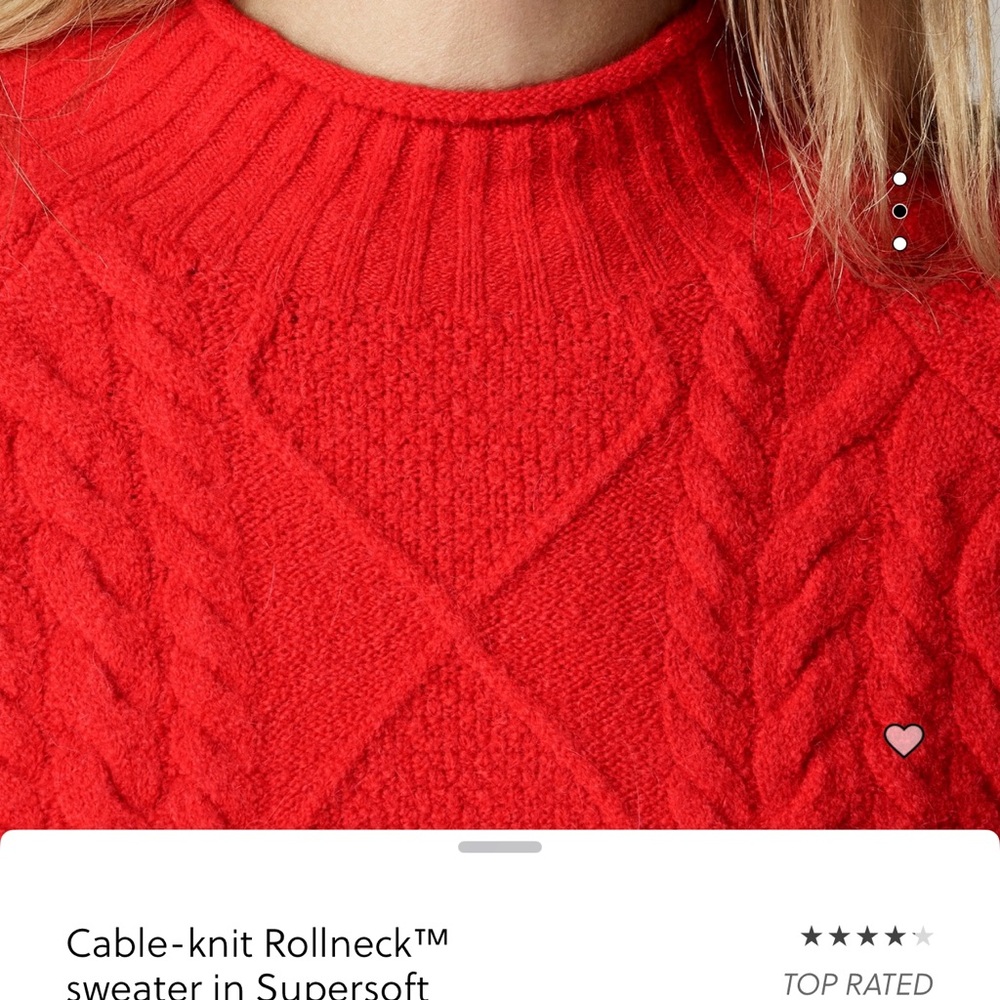 J.CREW Red Cable-Knit Rollneck Sweater in Supersoft Yarn NEW - Picture 7 of 7